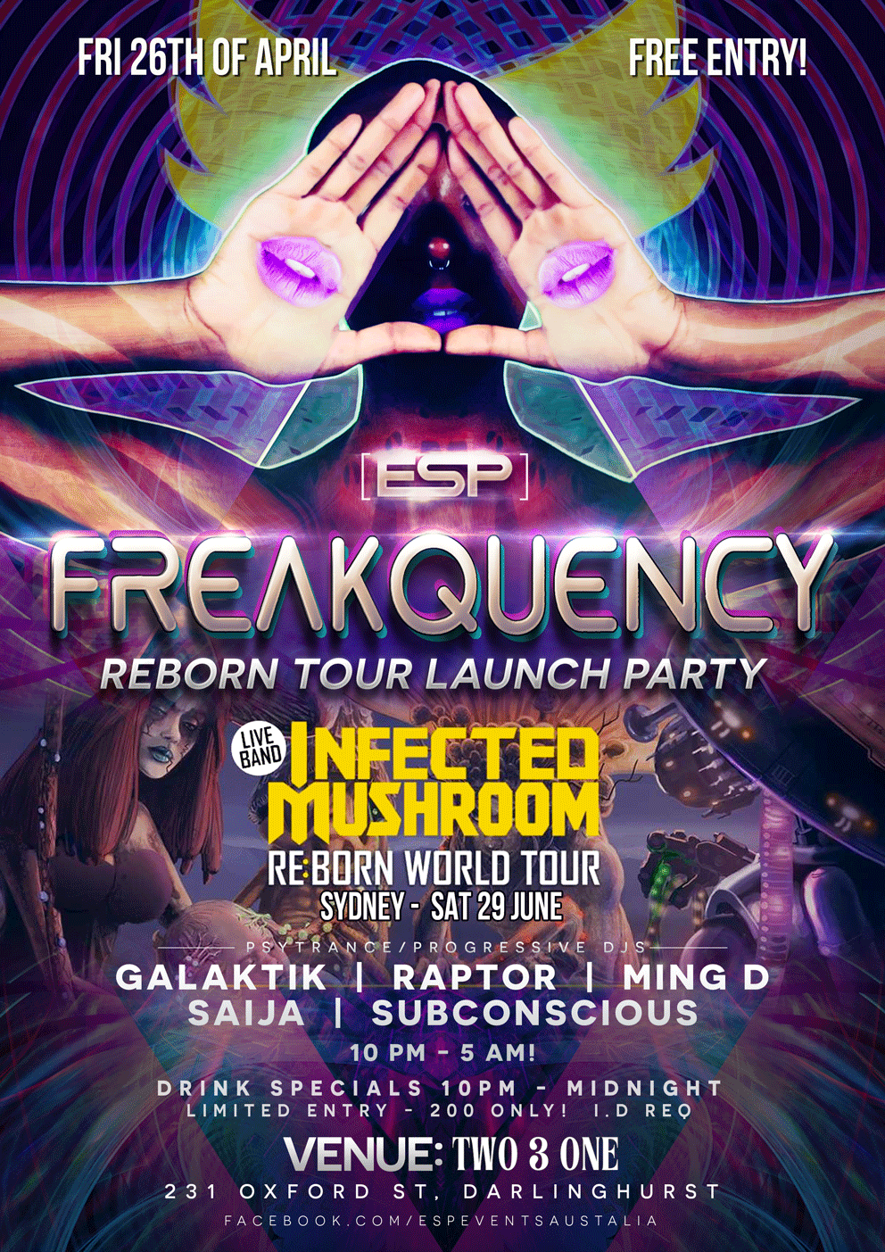 FREAKQUENCY - Infected Mushroom Reborn Tour Launch Party - フライヤー表