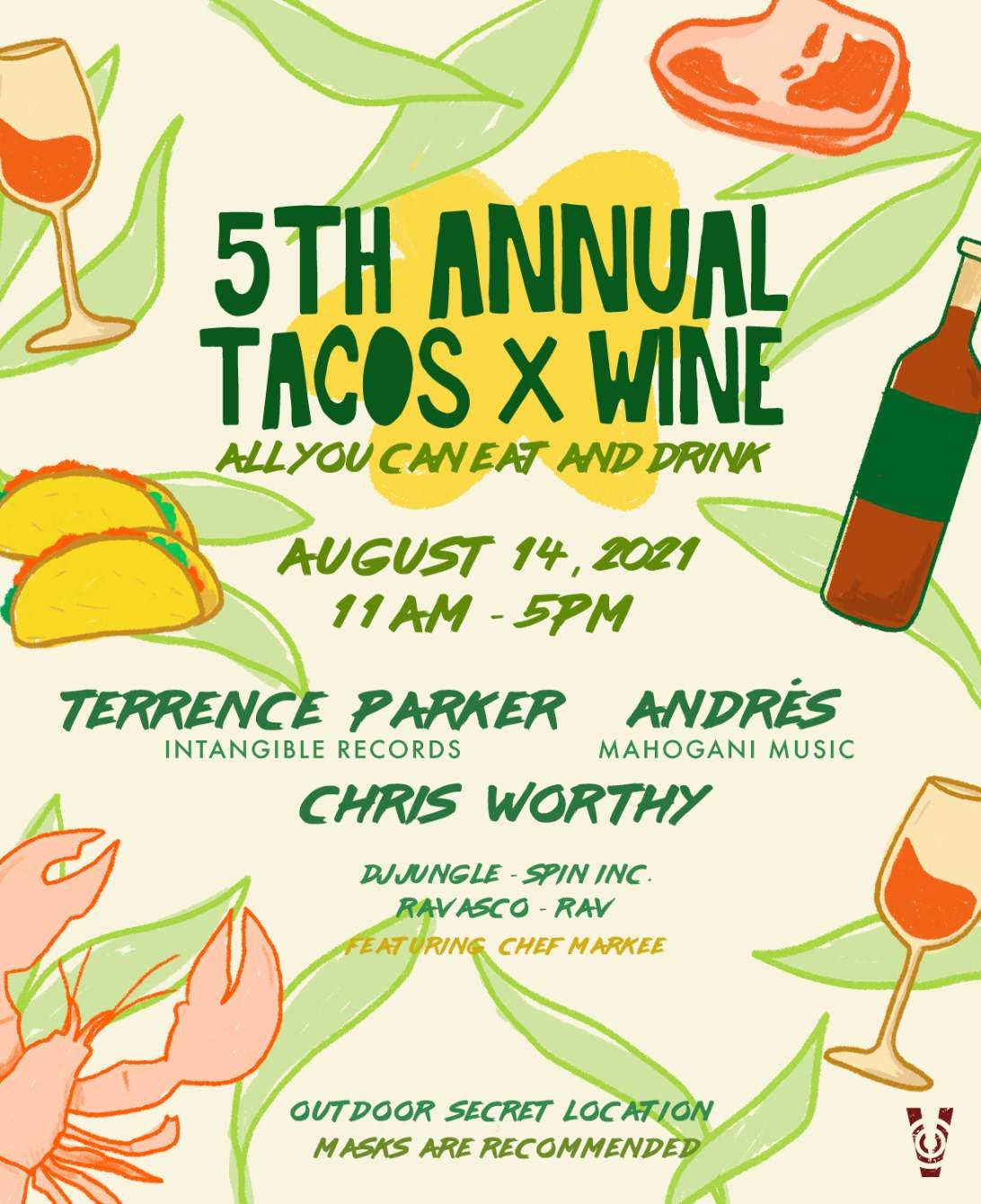 [POSTPONED] 5th Annual Tacos x Wine - フライヤー表