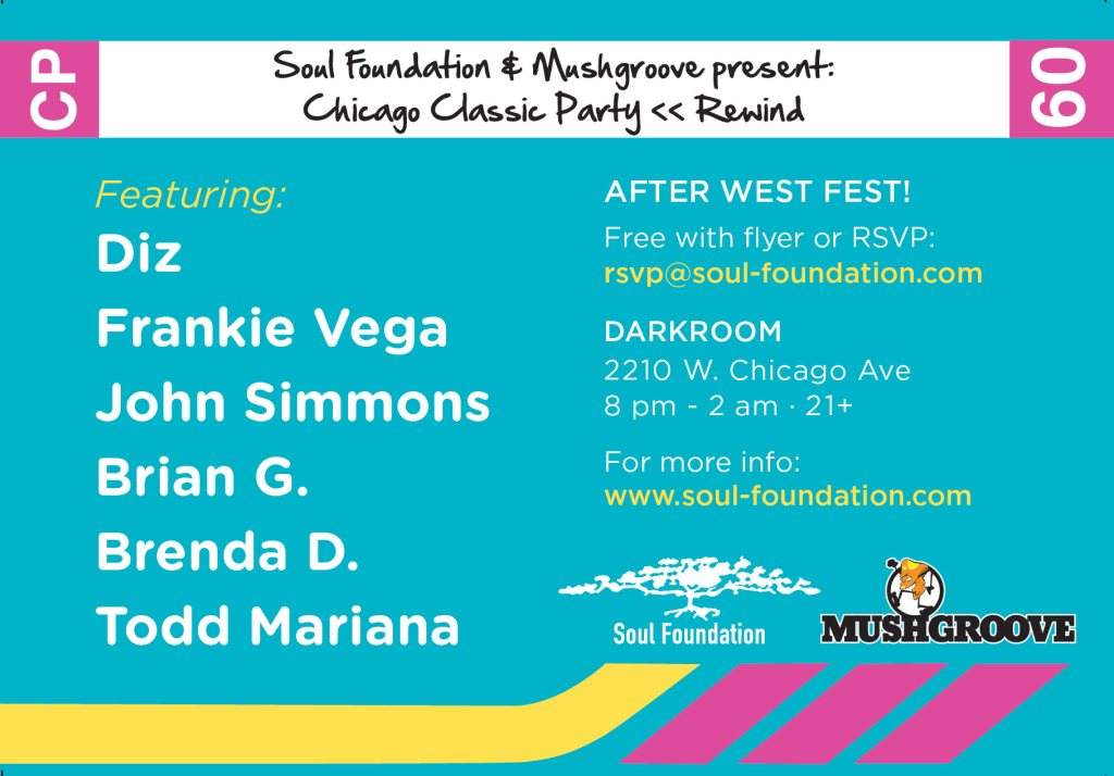 Classic Party << rewind Westfest Edition with Diz John Simmons Frankie Vega Brian G & More - フライヤー裏