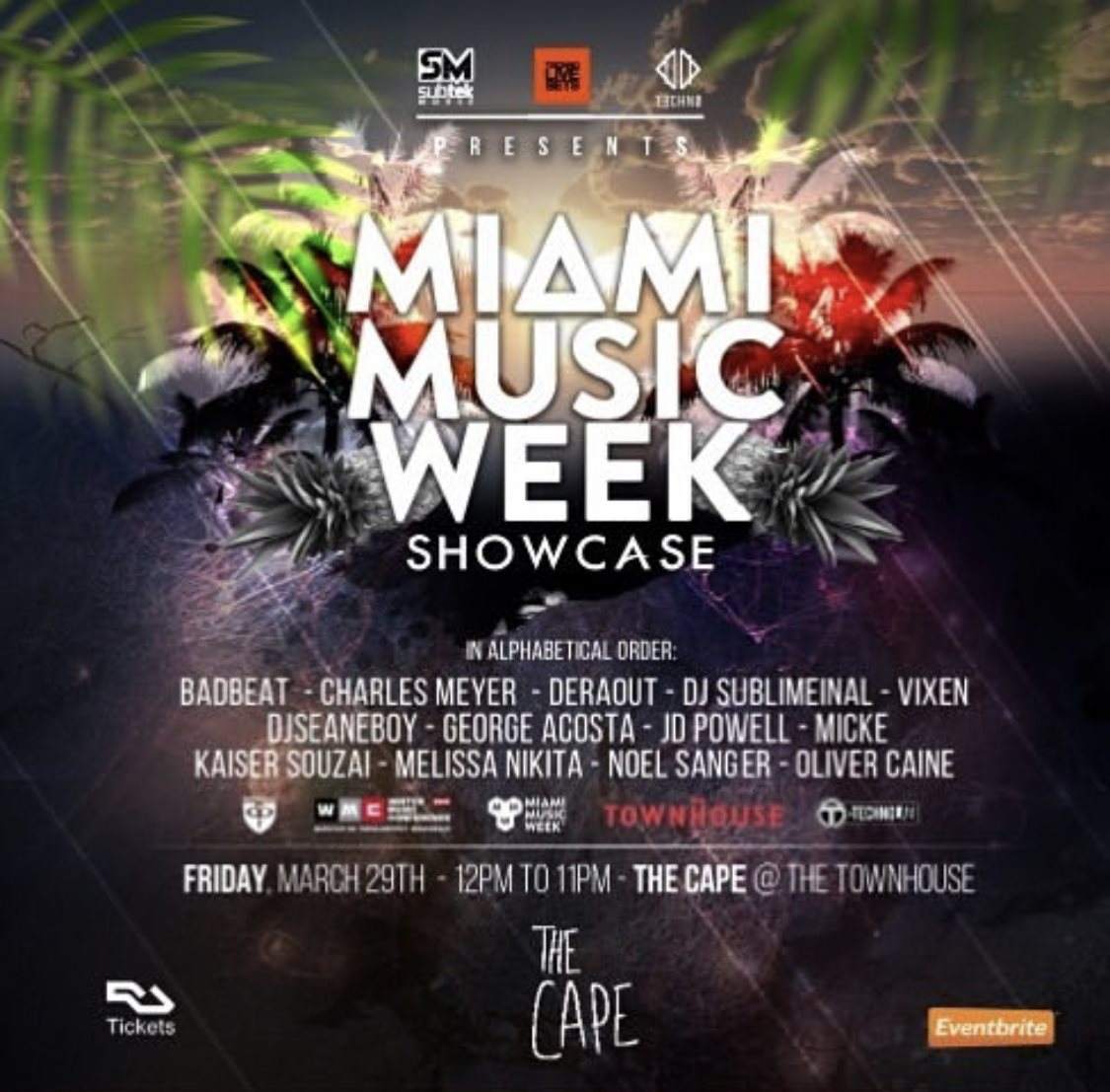 Subtek Music & Techno Live Sets presents Miami Music Week 2019 Showcase - フライヤー表