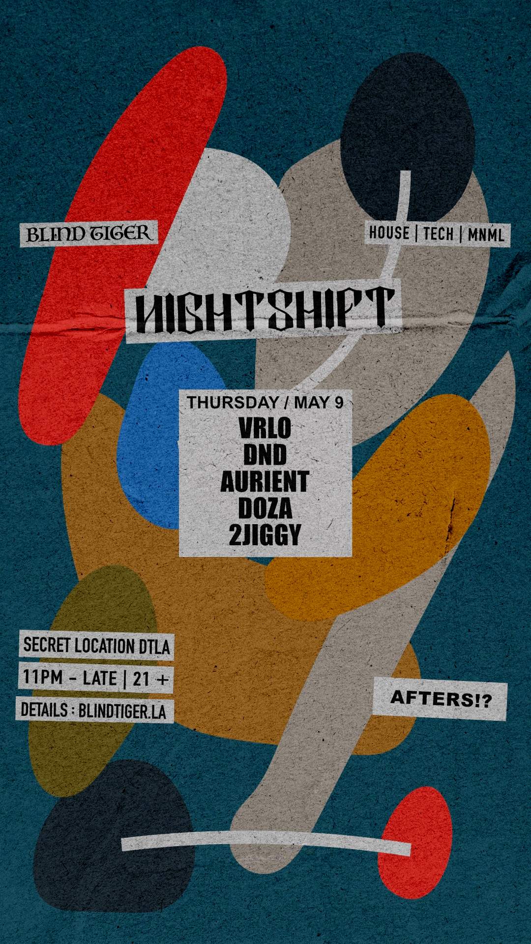 NIGHTSHIFT AFTERHOURS 5.9 - BLIND TIGER - フライヤー表