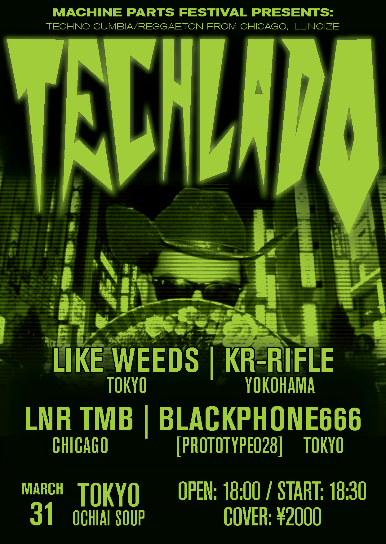 TECHLADO (CHICAGO) / LIKE WEEDS / KR-RIFLE / LNR TMB / BLACKPHONE666 - フライヤー裏