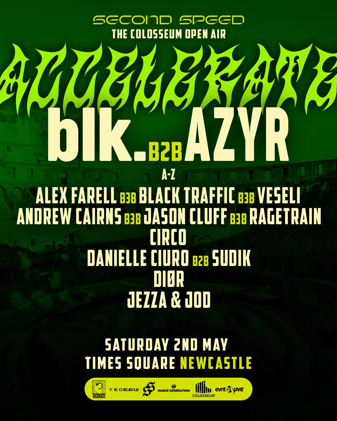 Second Speed: Open Air blk. b2b Azyr bij Times Square, Newcastle