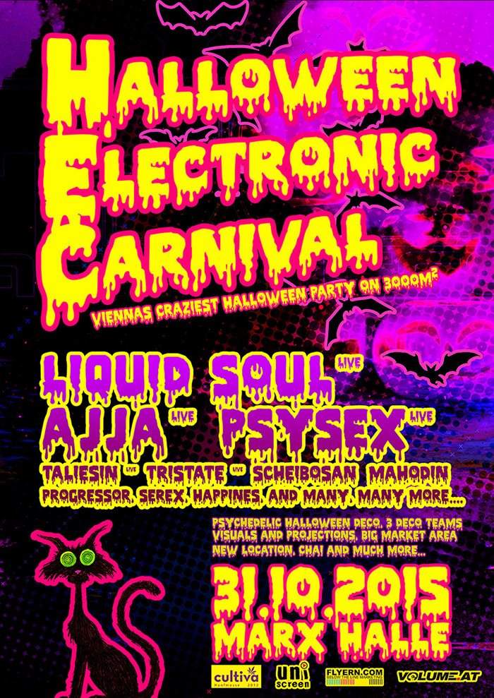 Halloween Electronic Carnival mit Ajja, Liquid Soul, Psysex, Tristate - Página frontal