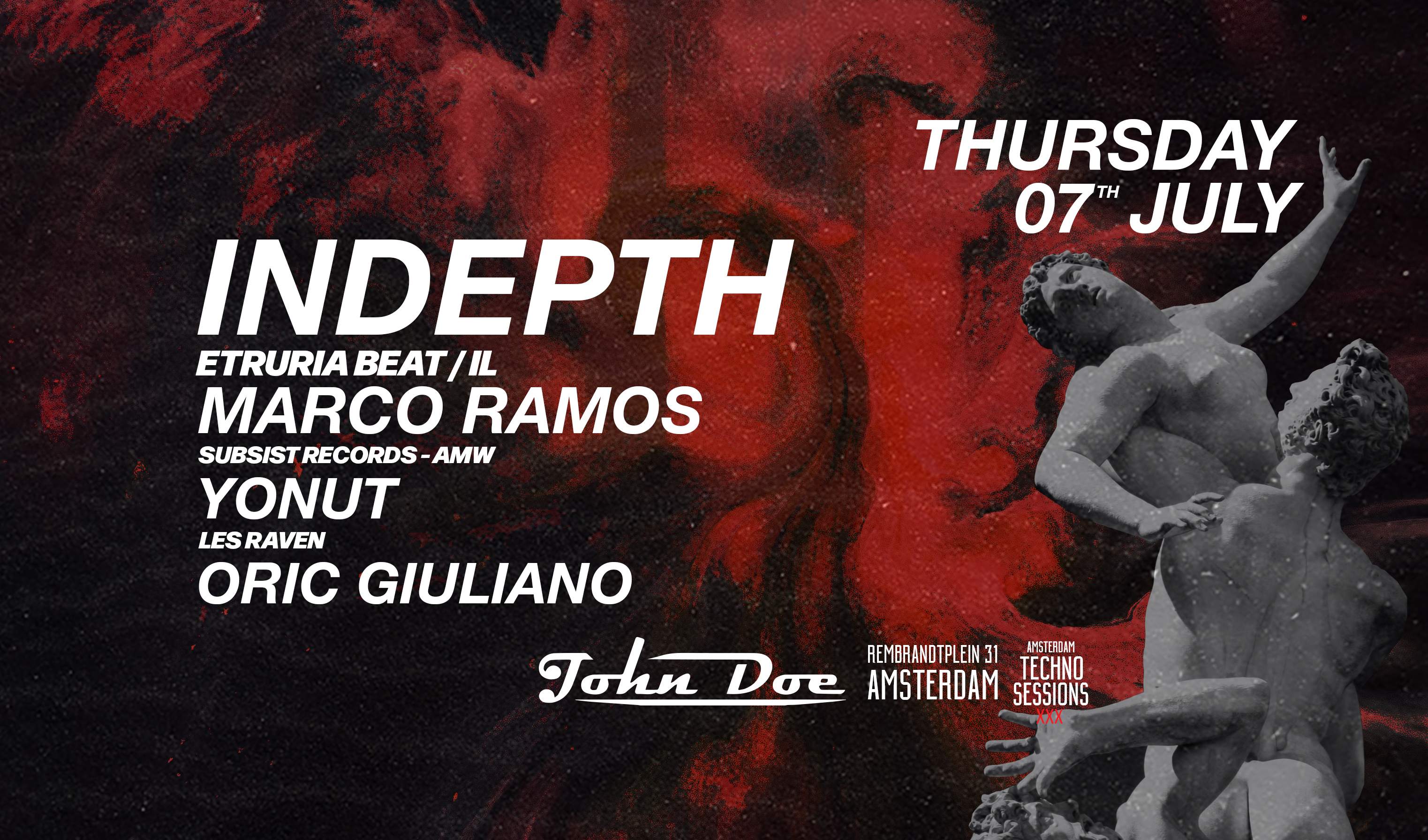 Amsterdam Techno Sessions w/ Indepth, Marco Ramos, Yonut & Oric - フライヤー表