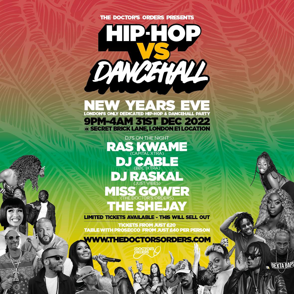 Hip-Hop vs Dancehall - NYE at Ninety One Living Room, London