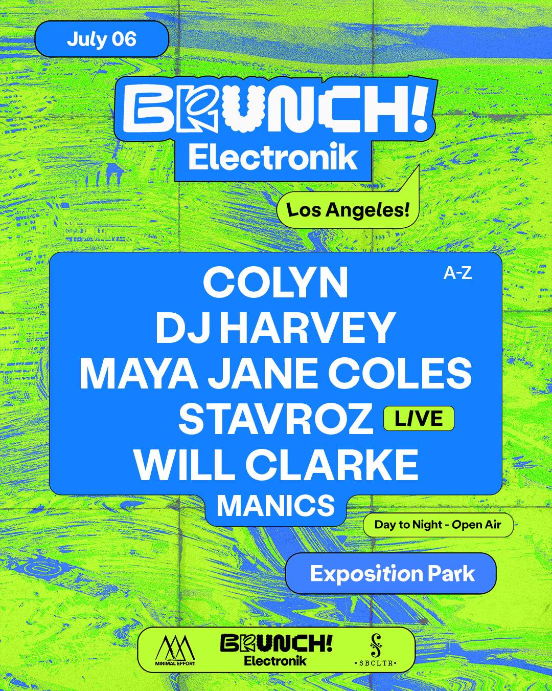 Brunch Electronik LA: Colyn, DJ Harvey, Maya Jane Coles, Stavroz (Live), Will Clarke - フライヤー裏