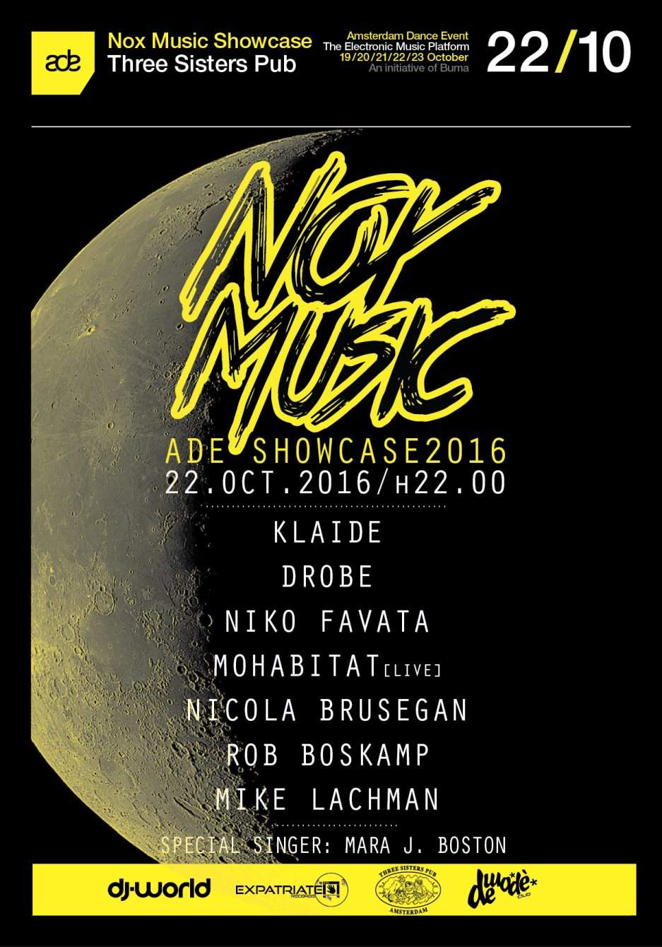 Nox Music Showcase ADE 2016 - フライヤー表