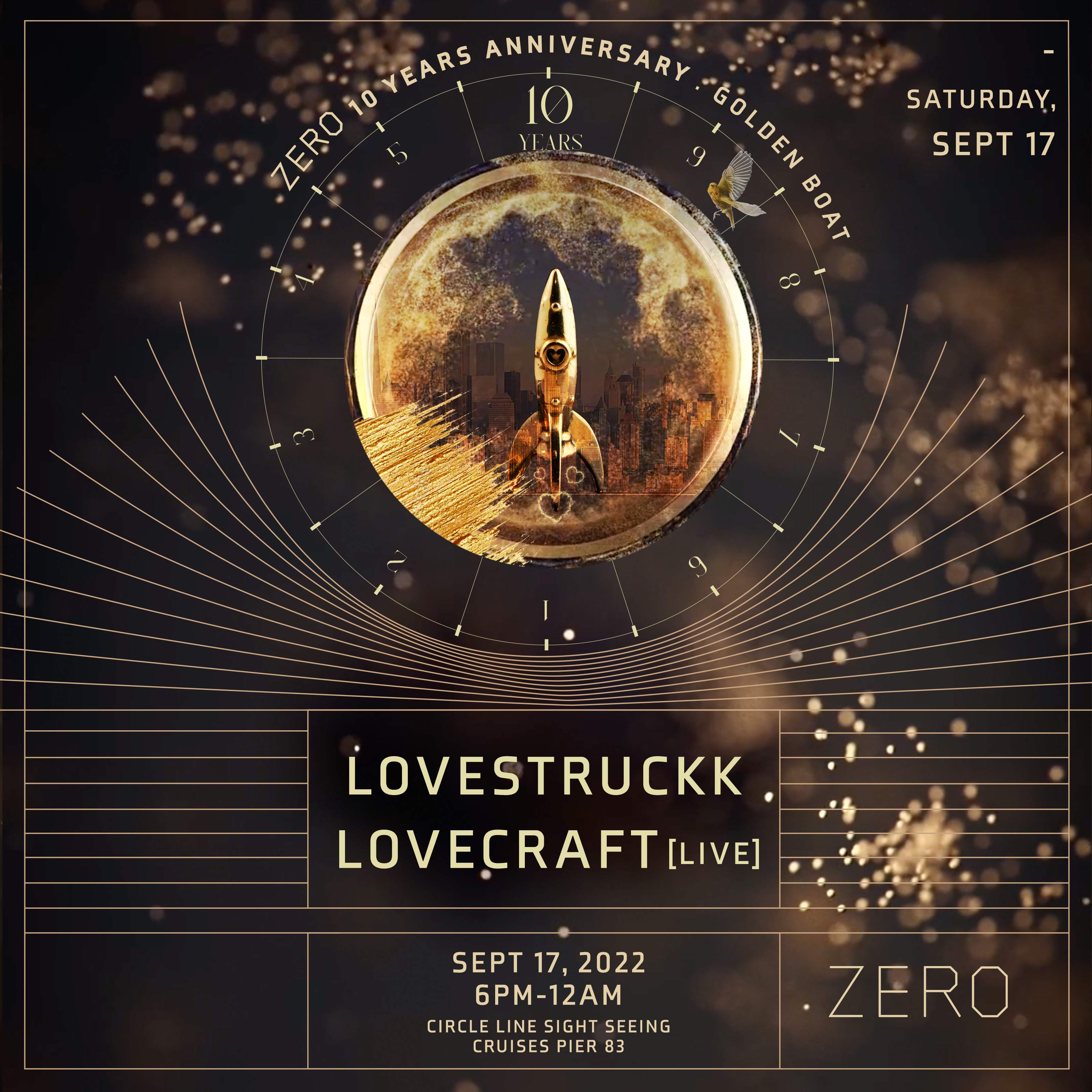 Zero presents... The Golden Boat w/ Nico Stojan, Holmar, Lovecraft, Lovestruckk - フライヤー表