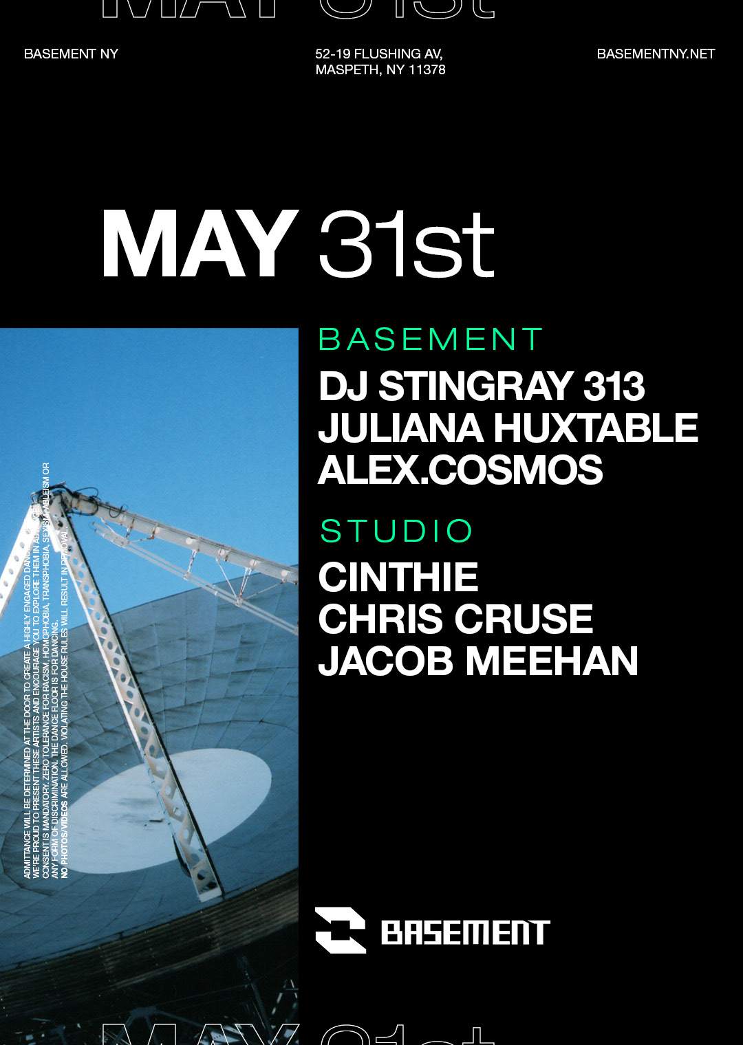 DJ Stingray 313 / Juliana Huxtable / Alex.Cosmos / Cinthie / Chris Cruse / Jacob Meehan - フライヤー表