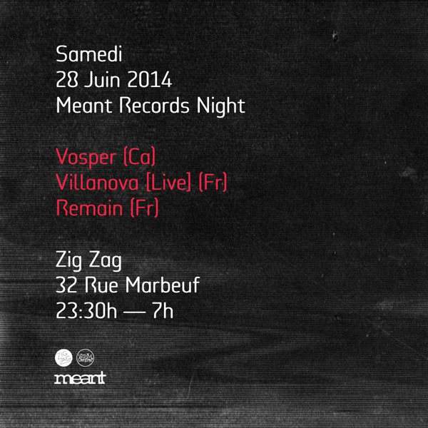 Meant Records Night: Vosper, Villanova Live & Remain - フライヤー表