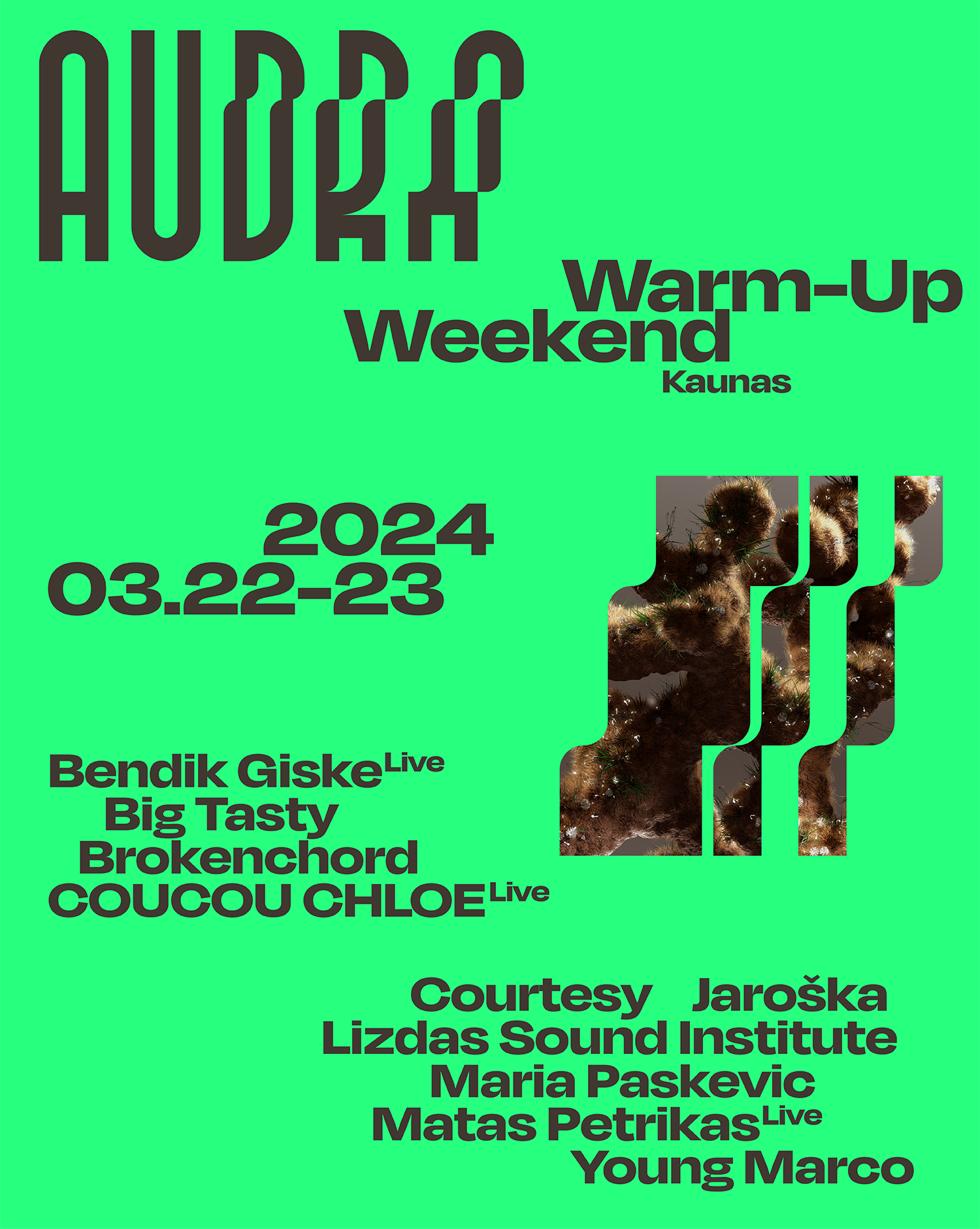 AUDRA ┌┘┌┘ Warm–Up Weekend - フライヤー表