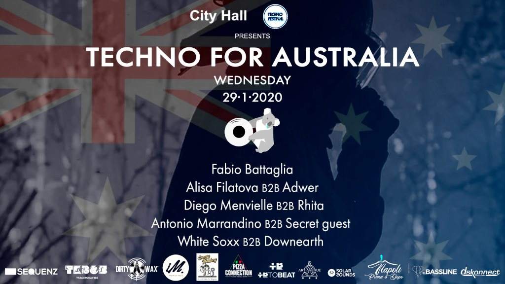City Hall & Techno Festival Pres. Techno For Australia - フライヤー表