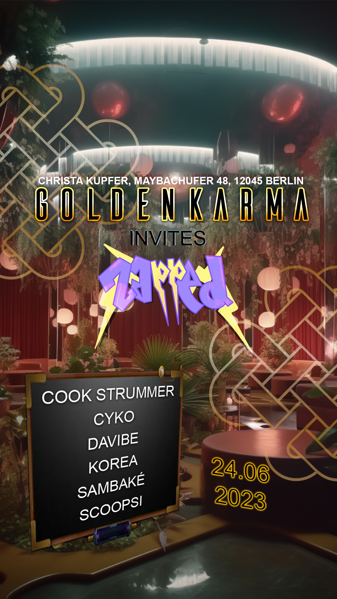 Golden Karma invites Zapped - Página frontal