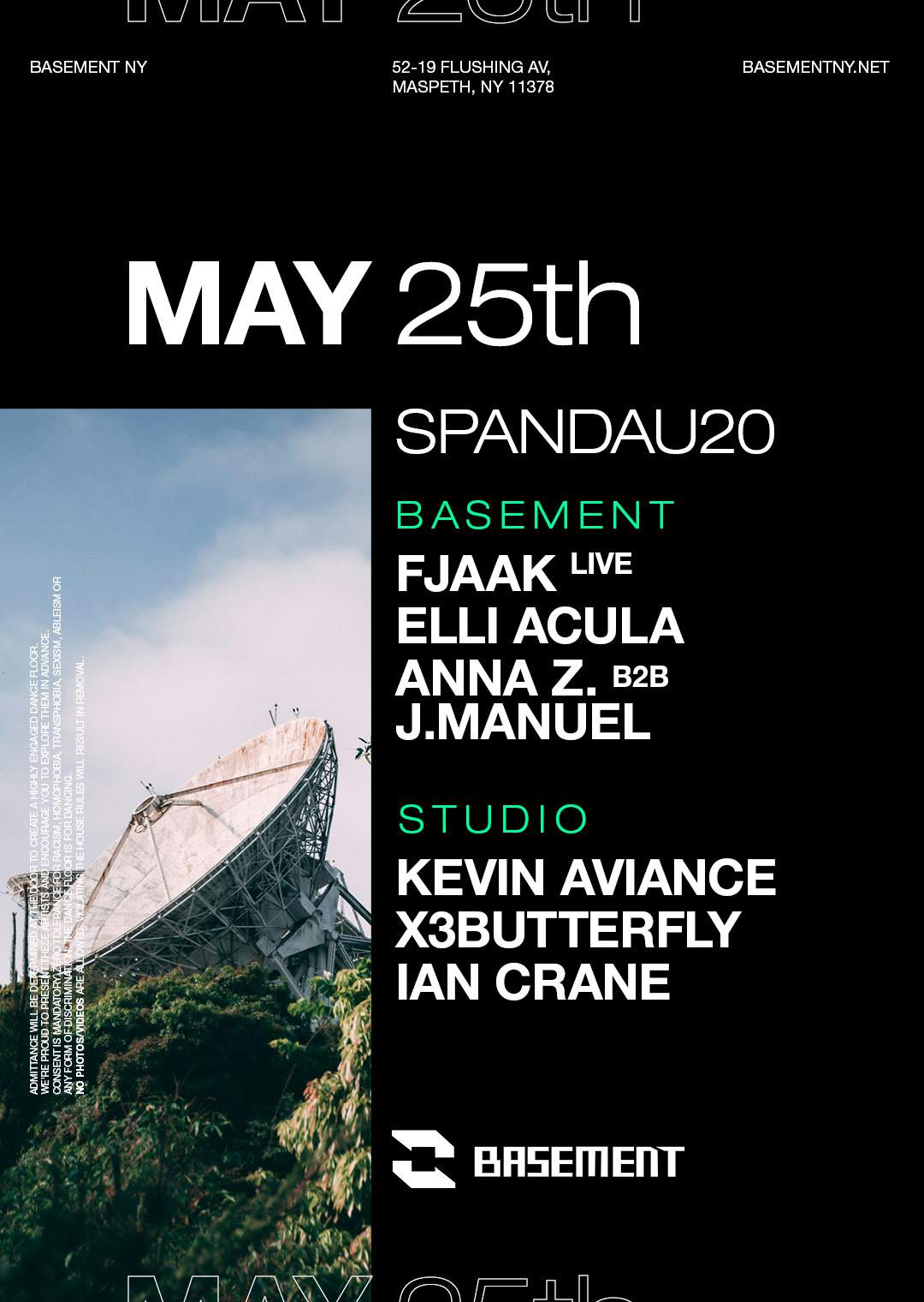 Spandau20: FJAAK live / Elli Acula / Anna Z. b2b J.Manuel /Kevin Aviance/ x3butterfly/Ian Crane - フライヤー表
