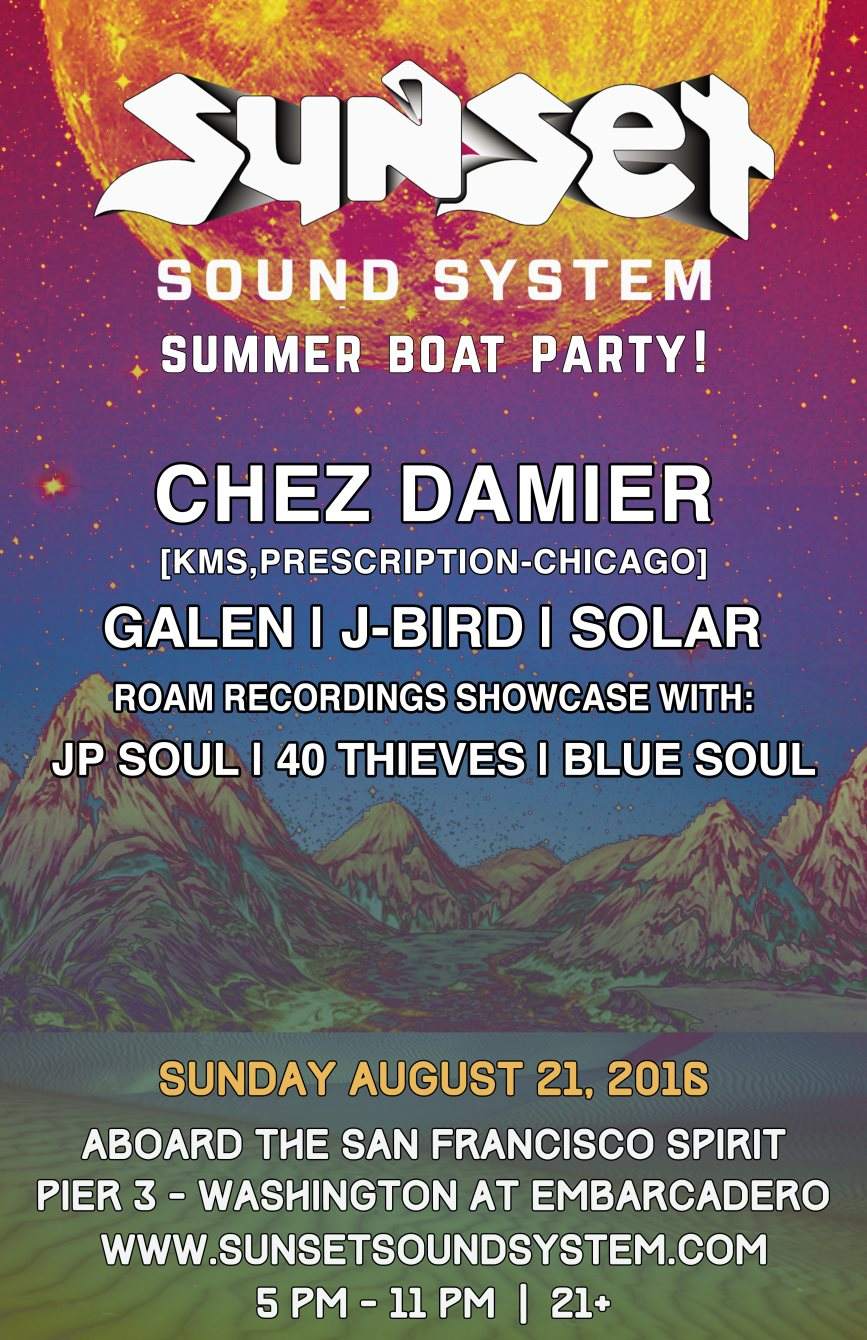 Sunset Sound System Summer Boat Party with Chez Damier - フライヤー表