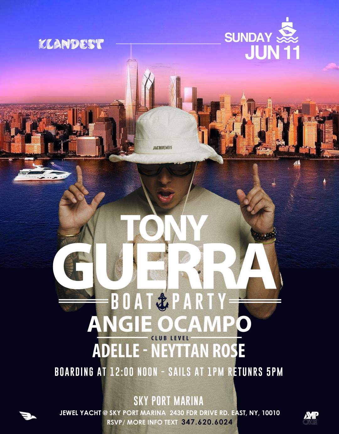 Klandest: [Tony Guerra BOAT PARTY] Sunday Jun 11 at 12 noon at Skyport  Marina, New York City