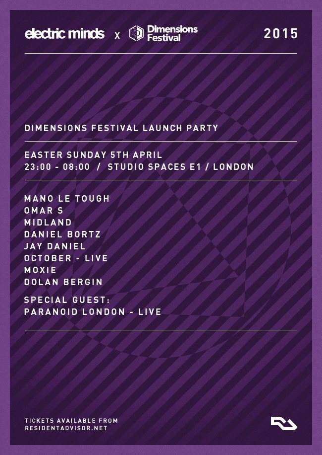 Electric Minds - Dimensions Launch with Mano Le Tough, Omar S, Midland - Página frontal