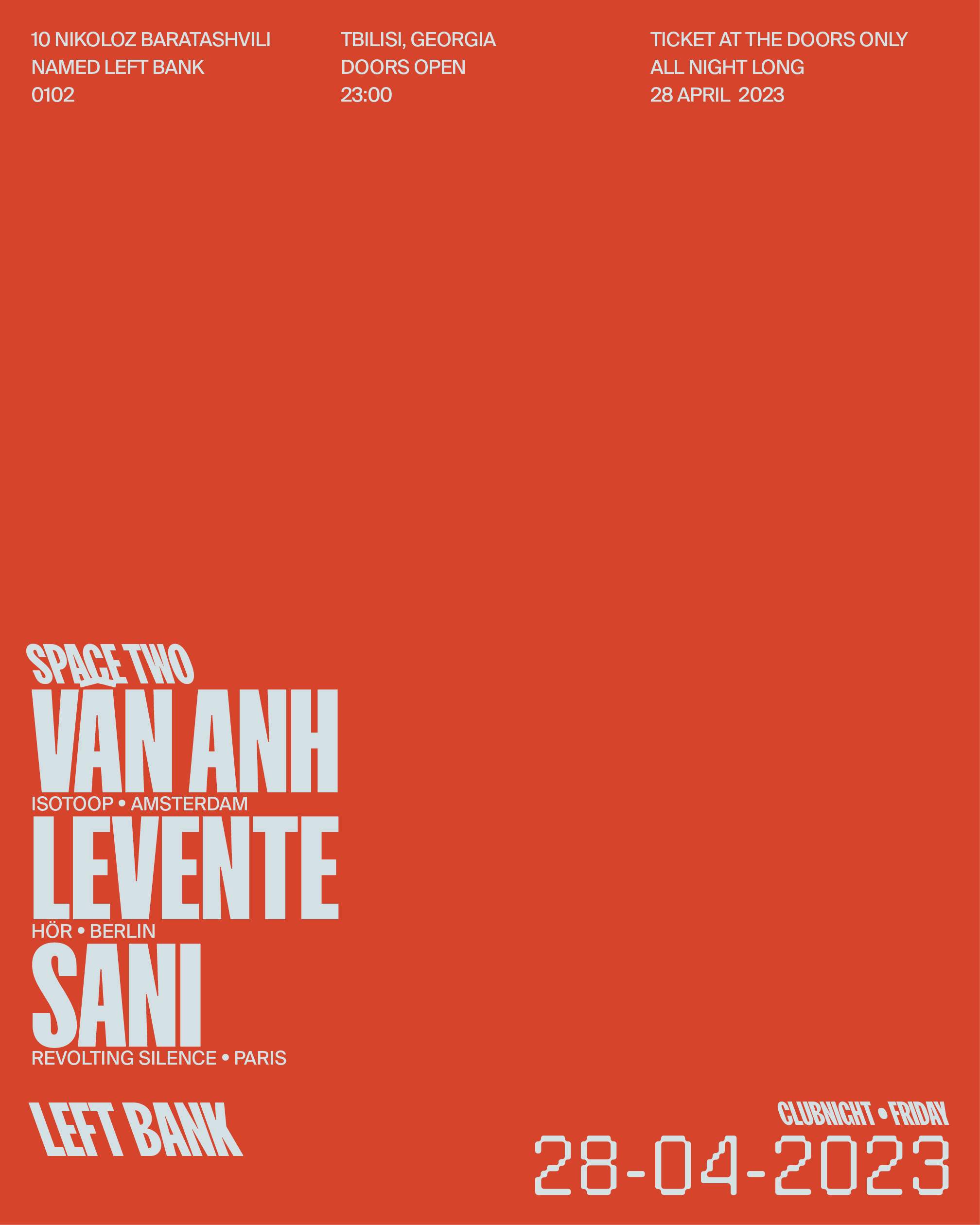 Left Bank Clubnight: Vân Anh ✦ Levente ✦ Sani - Página frontal