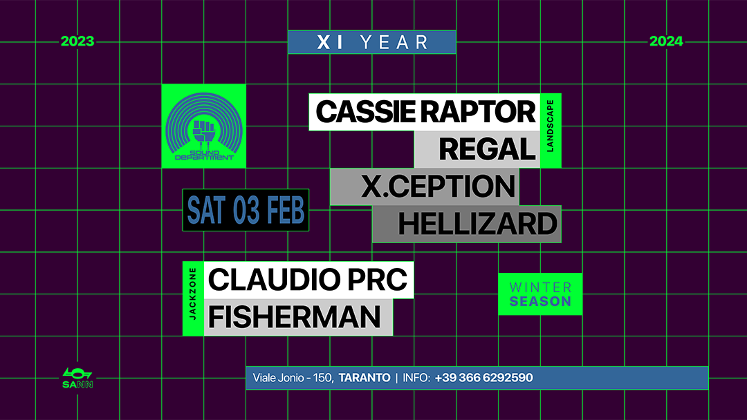 Sound Department 03 Feb with Cassie Raptor, Regal and Claudio PRC - Página frontal