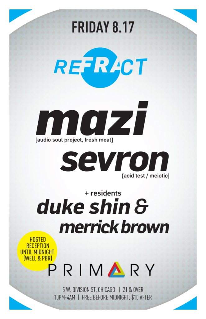 Refract: Mazi, Audio Soul Project, Sevron - フライヤー表