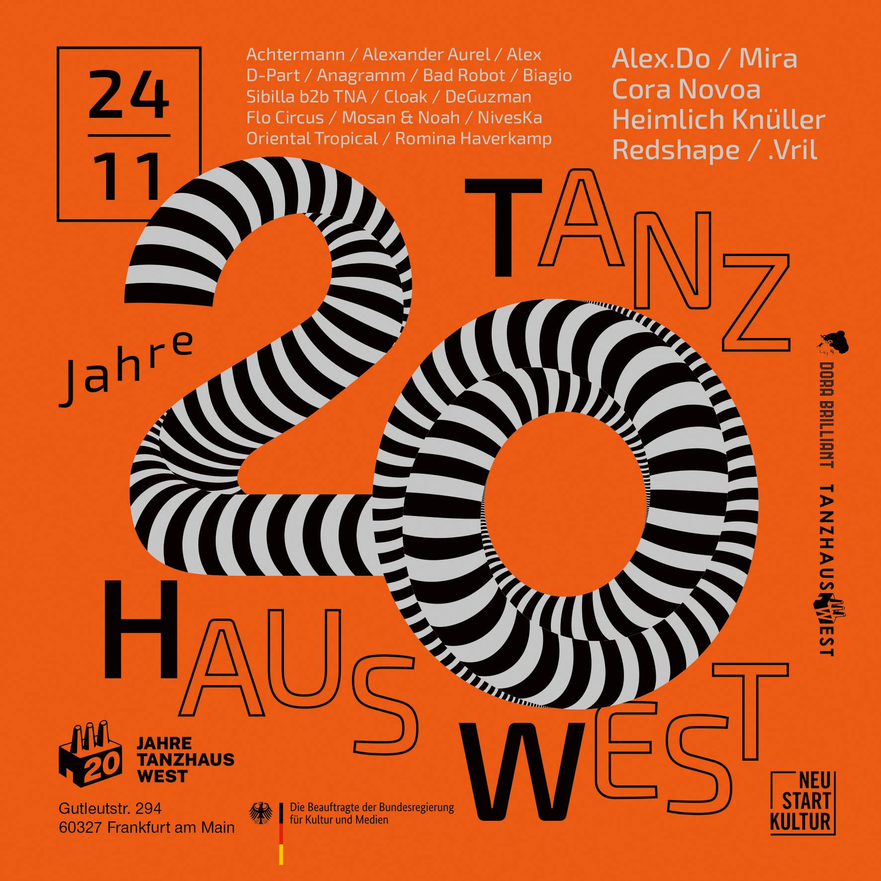 20 JAHRE Tanzhaus West - フライヤー表