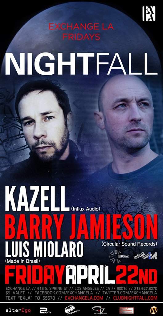 Nightfall with Kazell, Barry Jamieson and Luis Miolaro - フライヤー表