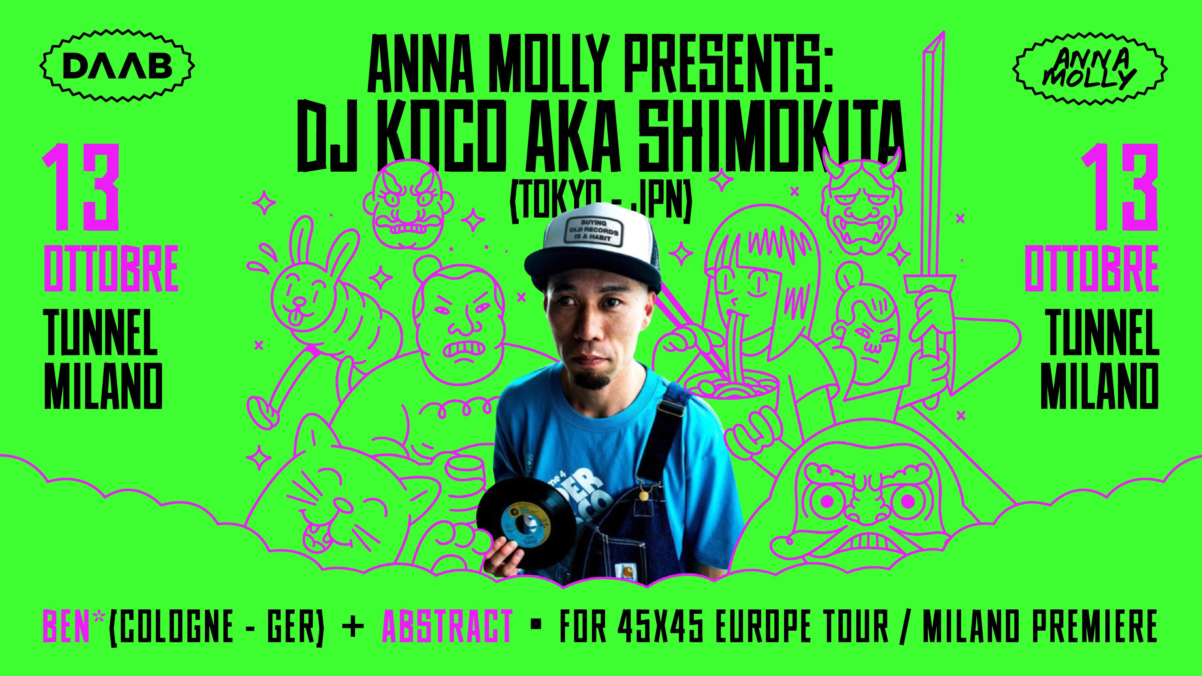 Anna Molly presents: DJ Koco aka Shimokita at Tunnel, Milan