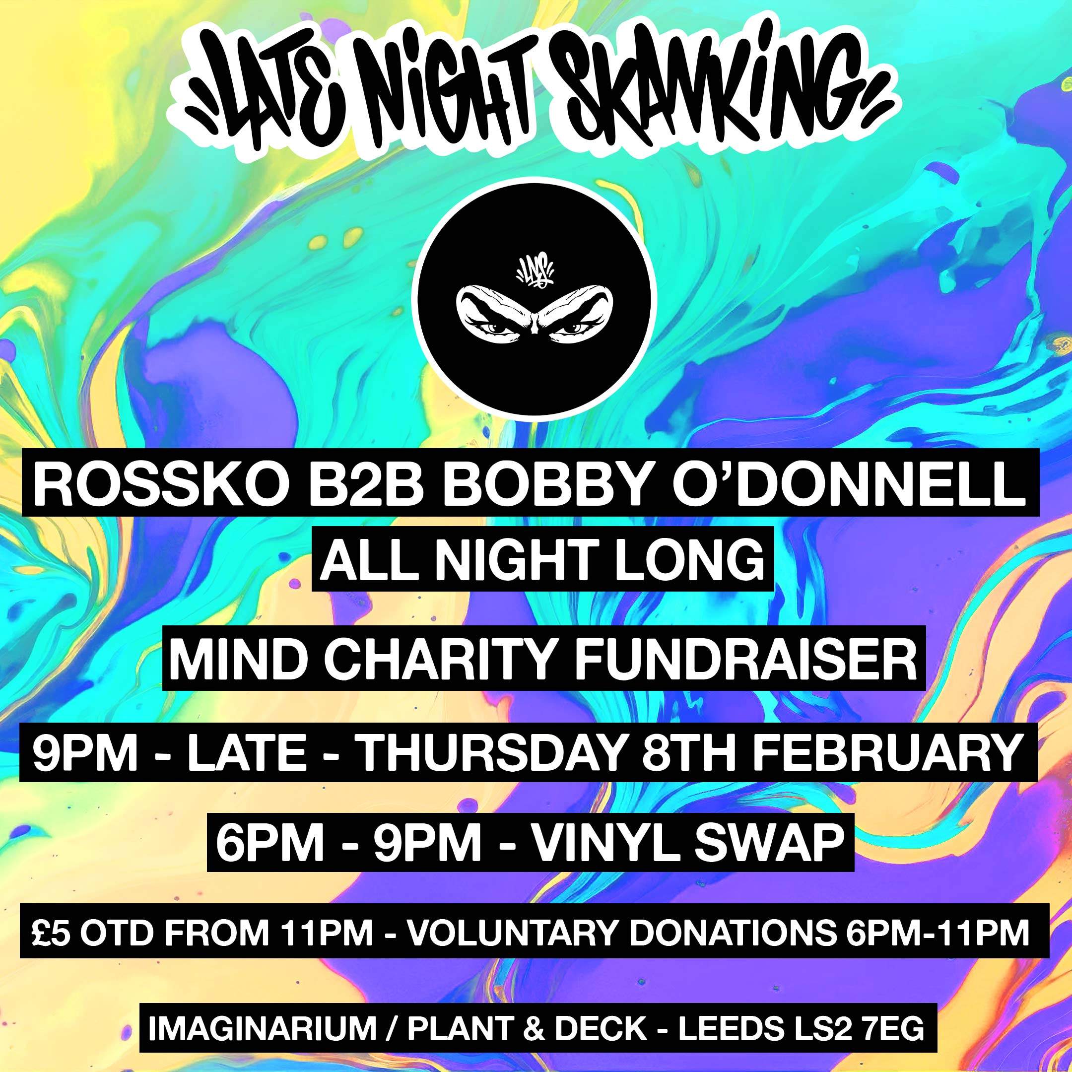 Rossko b2b Bobby O'Donnell All Night Long (MIND Fundraiser) - フライヤー表