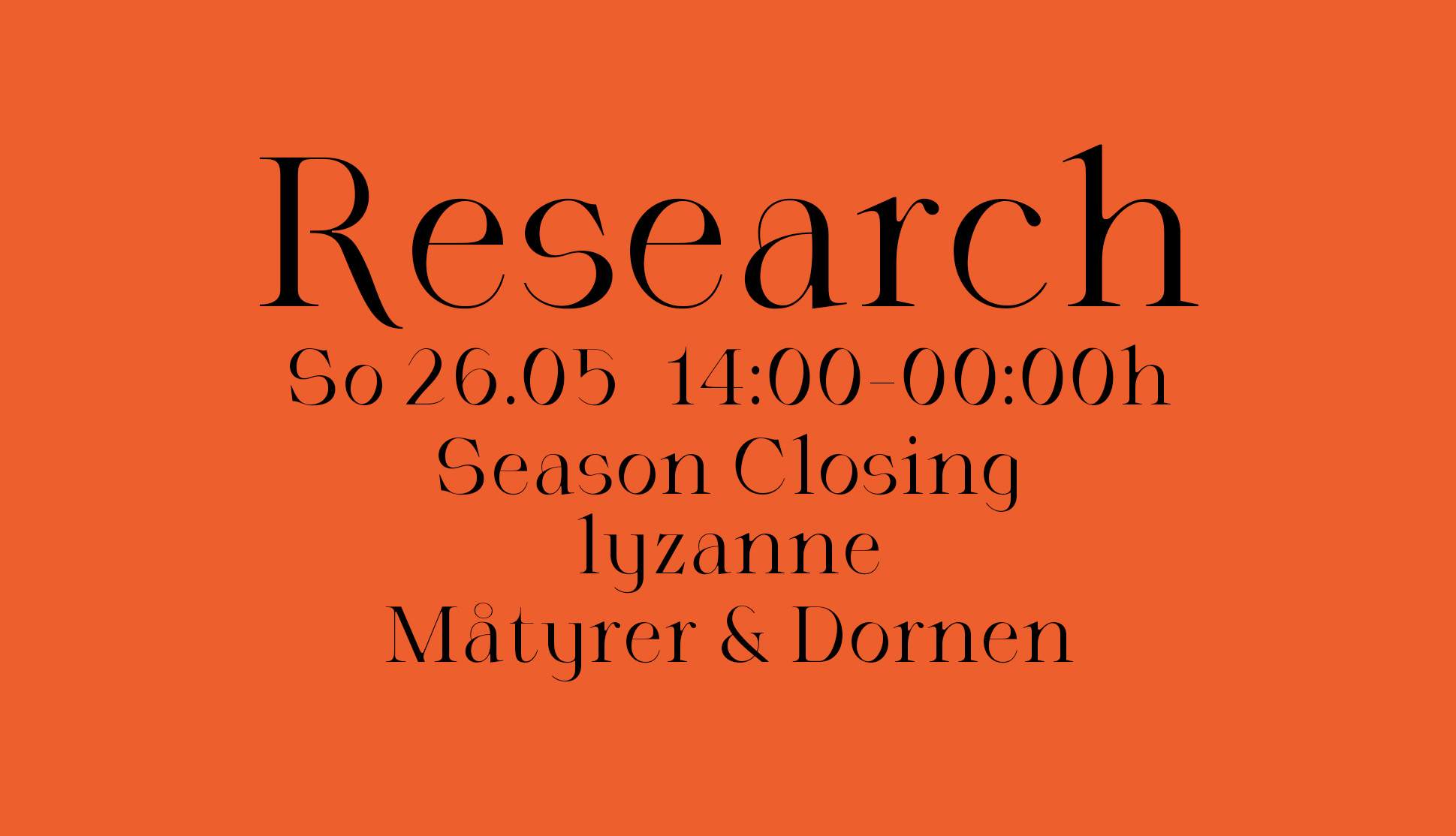 Research Season Closing with lyzanne, Måtyrer & Dornen - Página frontal