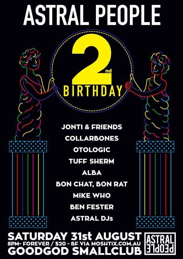 Astral People's 2nd Birthday with Jonti, Otologic, Tuff Sherm - Página frontal