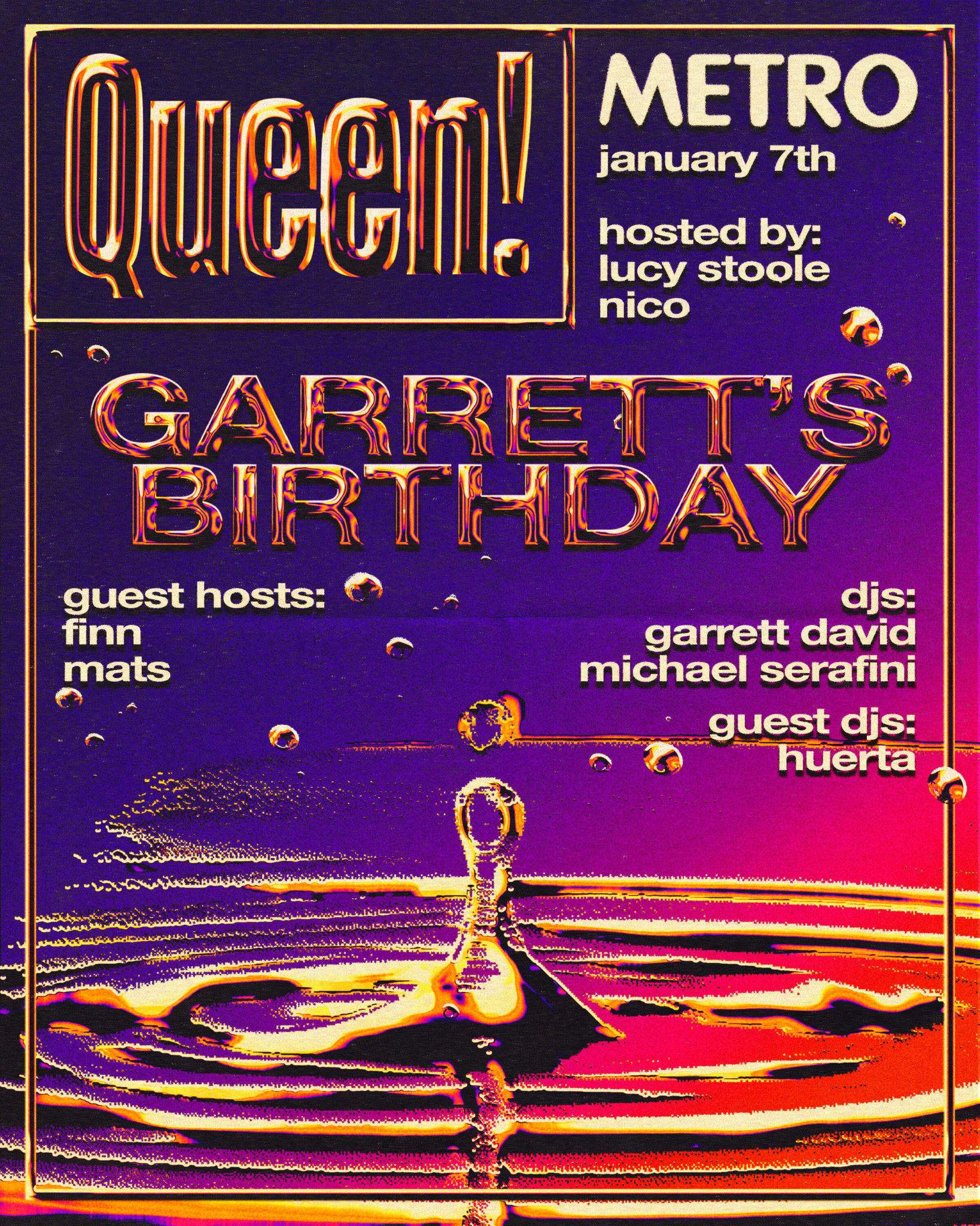 Garrett's Birthday Queen! featuring Huerta - Michael Serafini - Garrett David (In Metro) - Página frontal