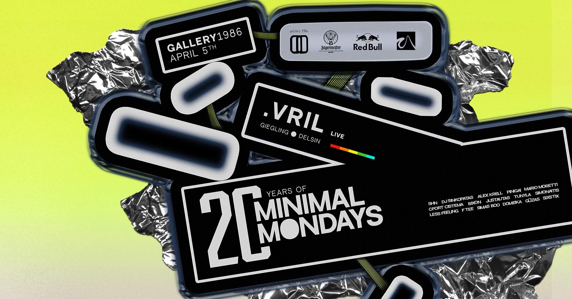 20 YEARS OF MINIMAL MONDAYS: .VRIL LIVE - フライヤー表
