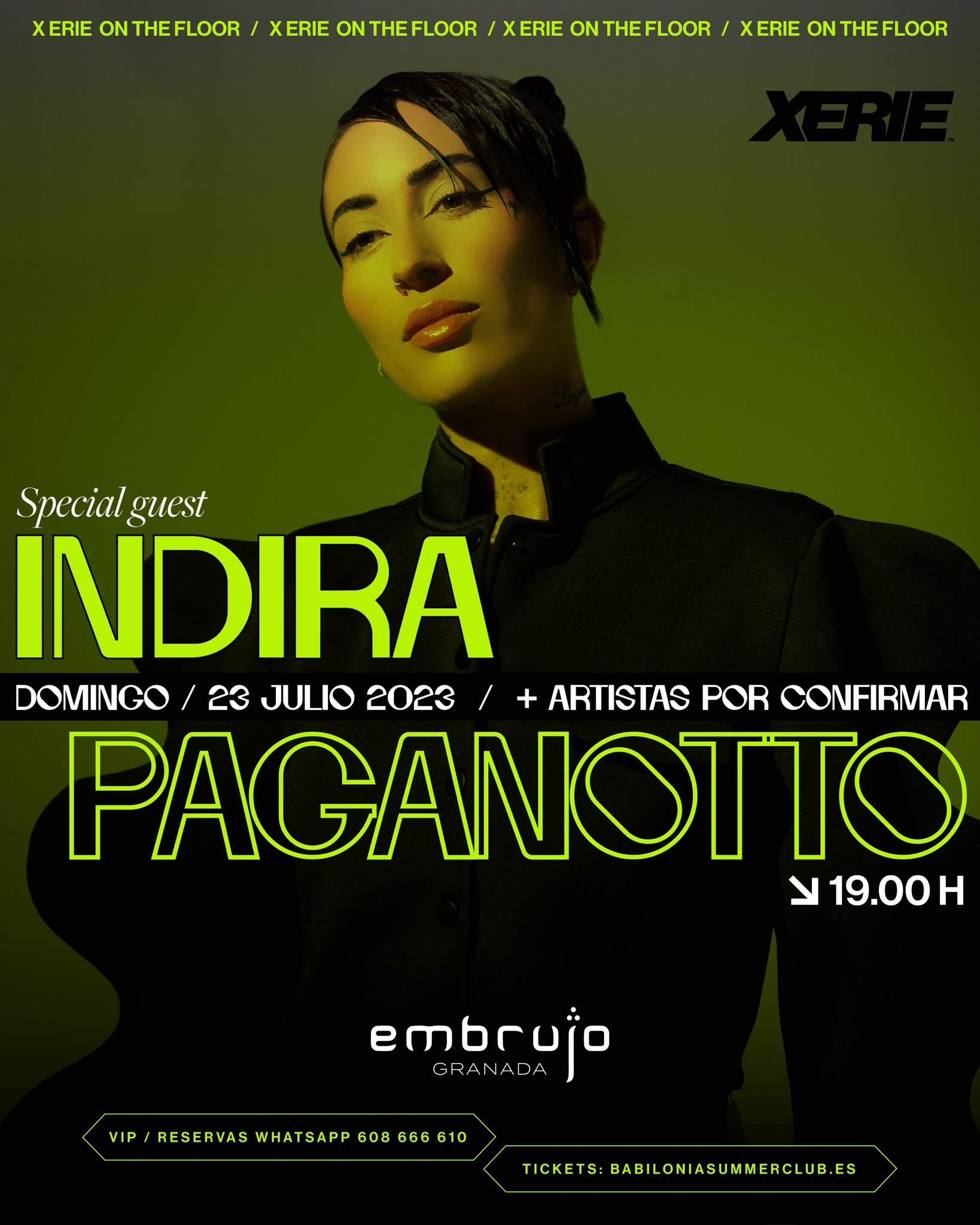 X Erie on the floor with Indira Paganotto + guests - フライヤー表