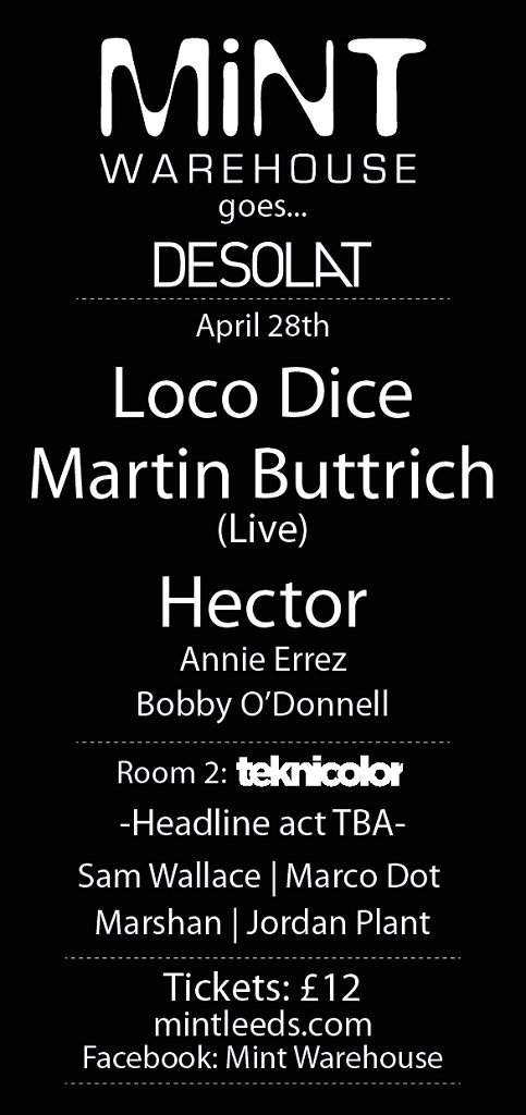 Mint Warehouse Goes Desolat - Loco Dice - Martin Buttrich - Hector - フライヤー表