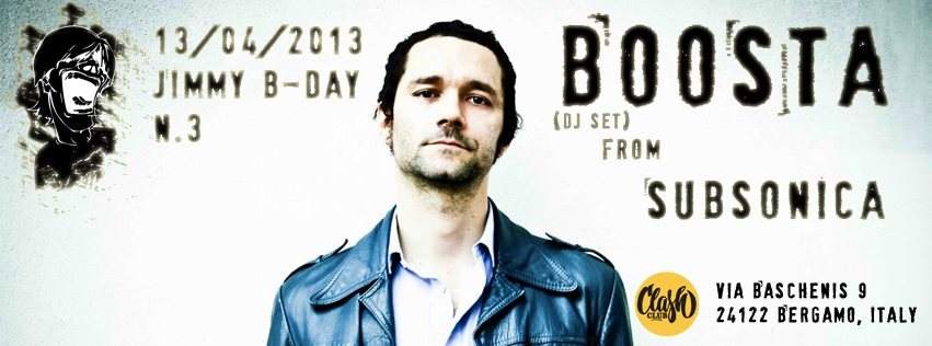 Boosta From Subsonica, Jimmy B-Day n.3 - フライヤー表