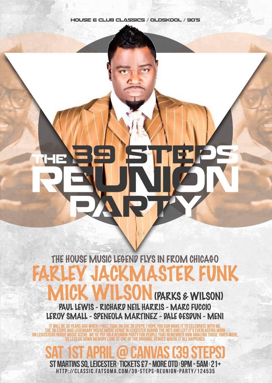 The 39 Steps Reunion Party with Farley Jackmaster Funk - フライヤー表
