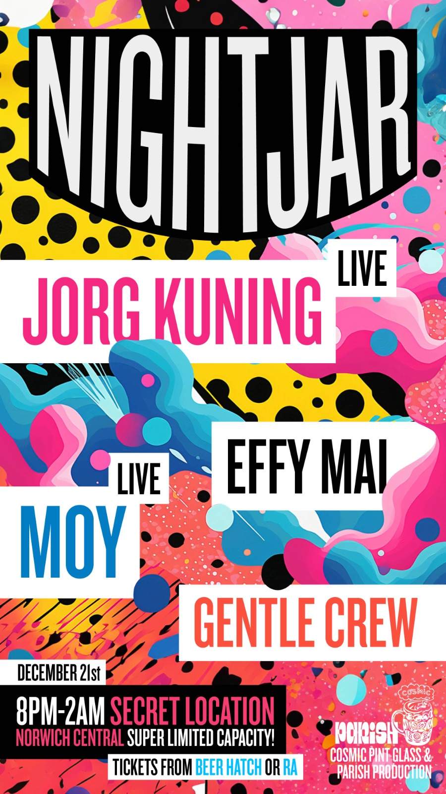 Nightjar - Jorg Kuning / MOY at TBA - Secret Venue Norwich, South + East