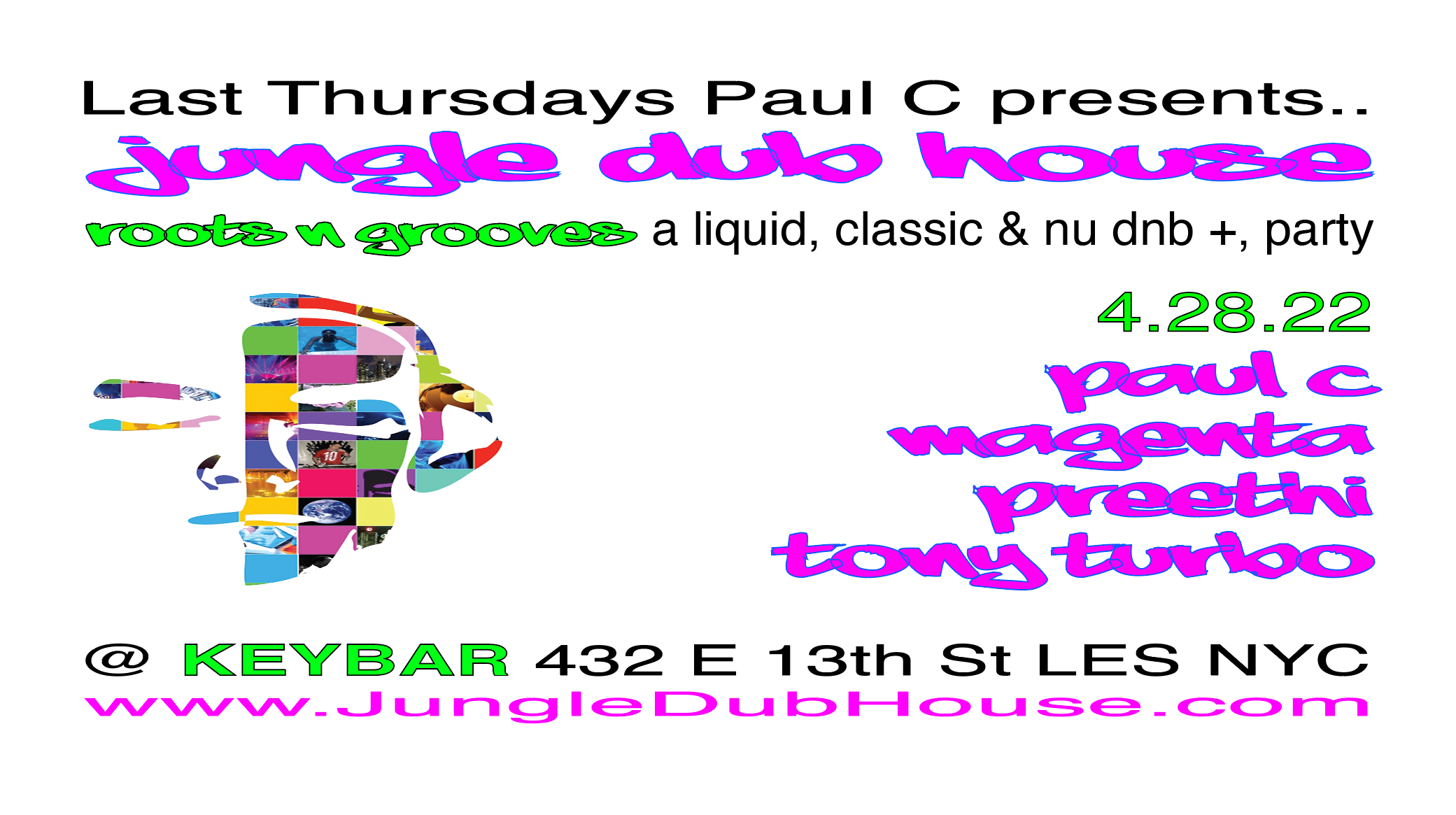 Jungle Dub House dnb +, Paul C Magenta Preethi Turbo - フライヤー表