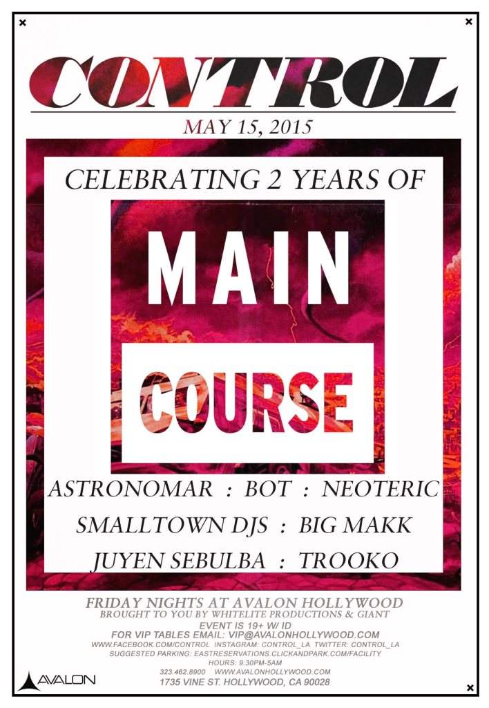 Control presents: Main Course 2 Year Celebration with Astronomar, BOT, Neoteric - Página frontal