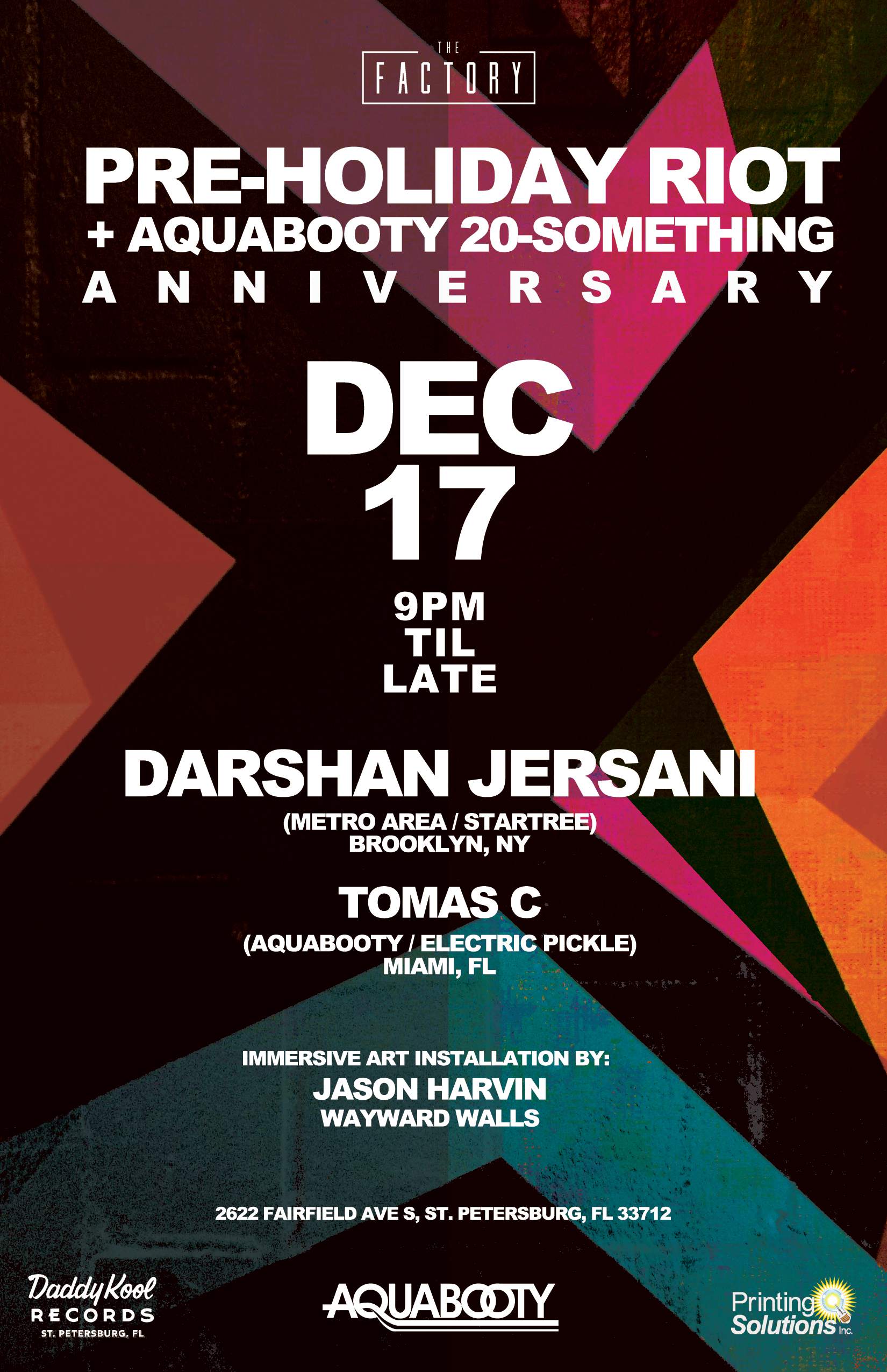 Pre-Holiday Riot with Darshan of Metro Area x Aquabooty 20 Something Anniversary - フライヤー表
