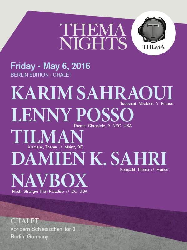 Thema Nights with Karim Sahraoui, Lenny Posso & More - フライヤー表