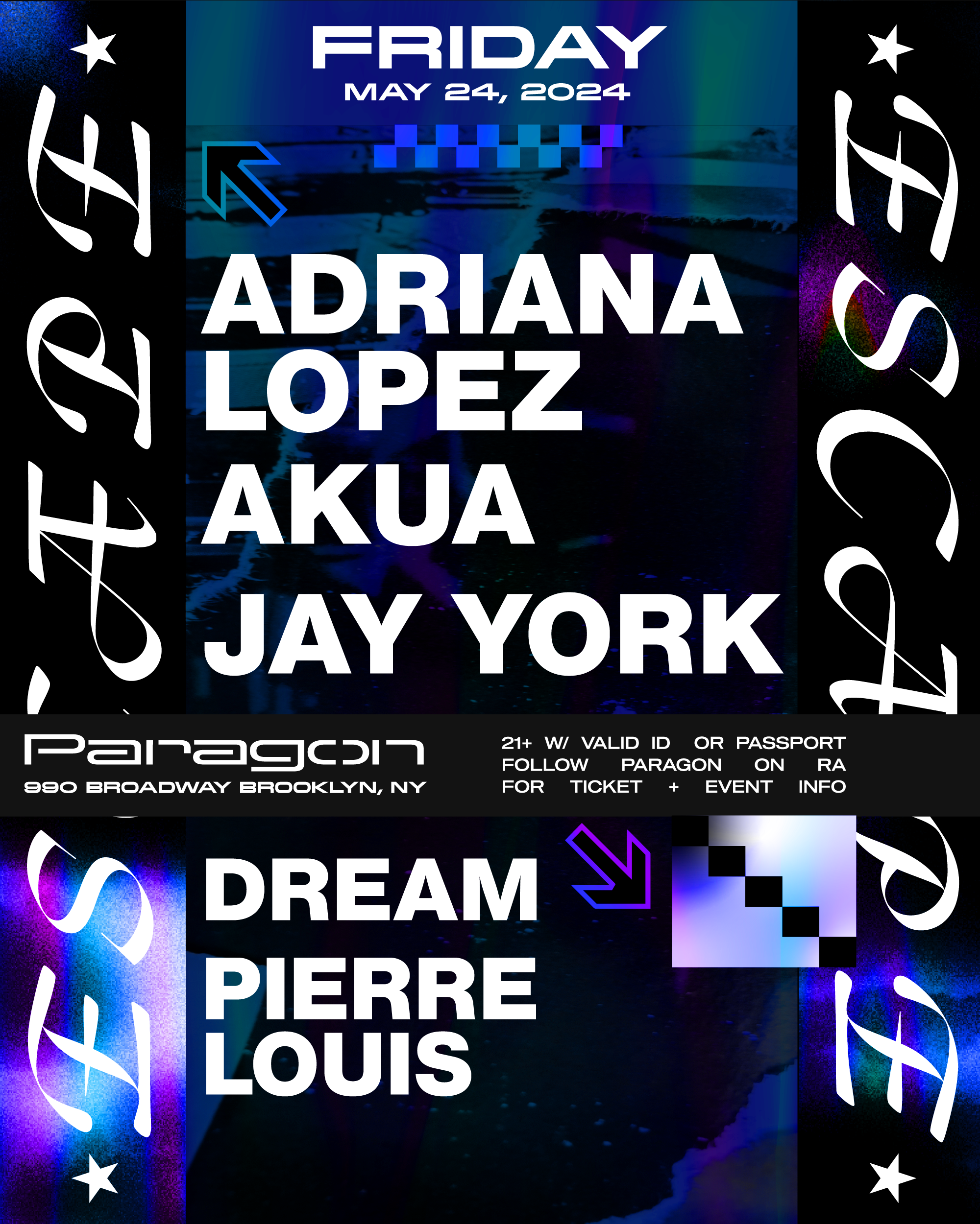 Escape: Adriana Lopez, Akua, jay york + Dream, Pierre Louis - フライヤー表
