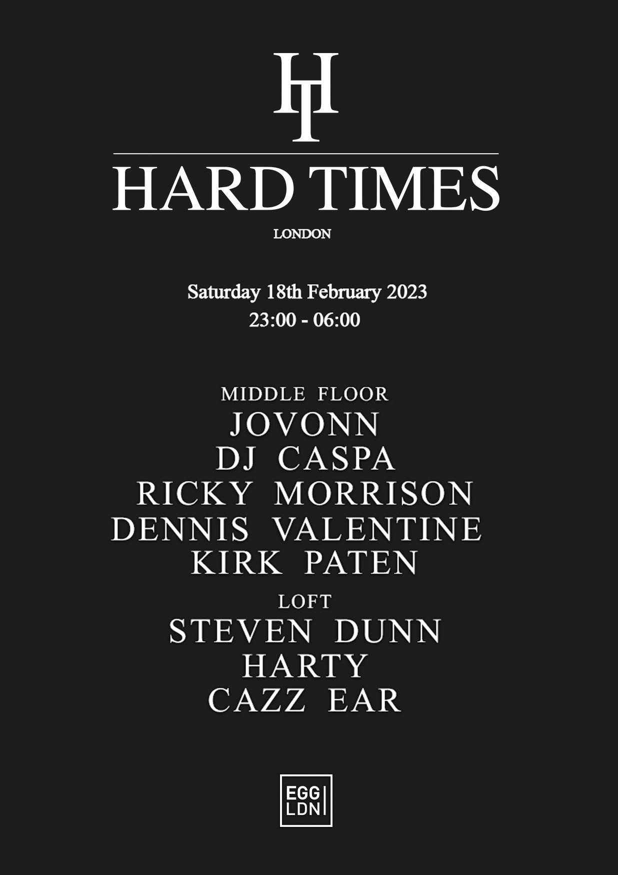 Hard Times London: Jovonn, DJ Caspa, Ricky Morrison + more - Página frontal