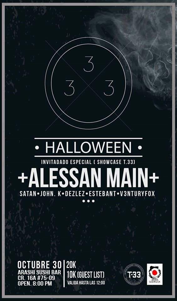 Alessan Main EN Bogotá T.33 & Arashi/ Dark Halloween - フライヤー表