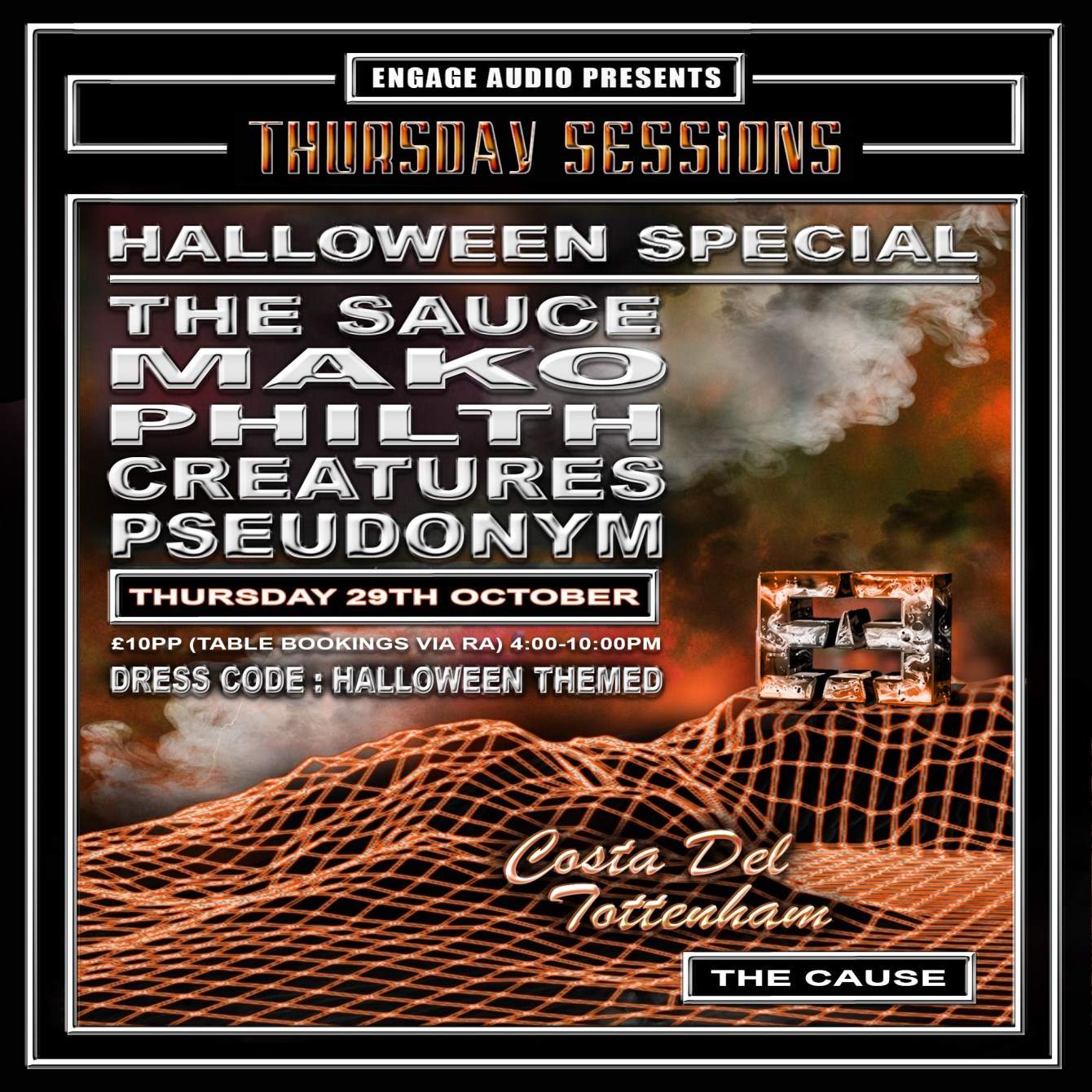 Engage Thursday Sessions Halloween Special with The Sauce, Mako, Philth, Creatures, Pseudonym - Página frontal