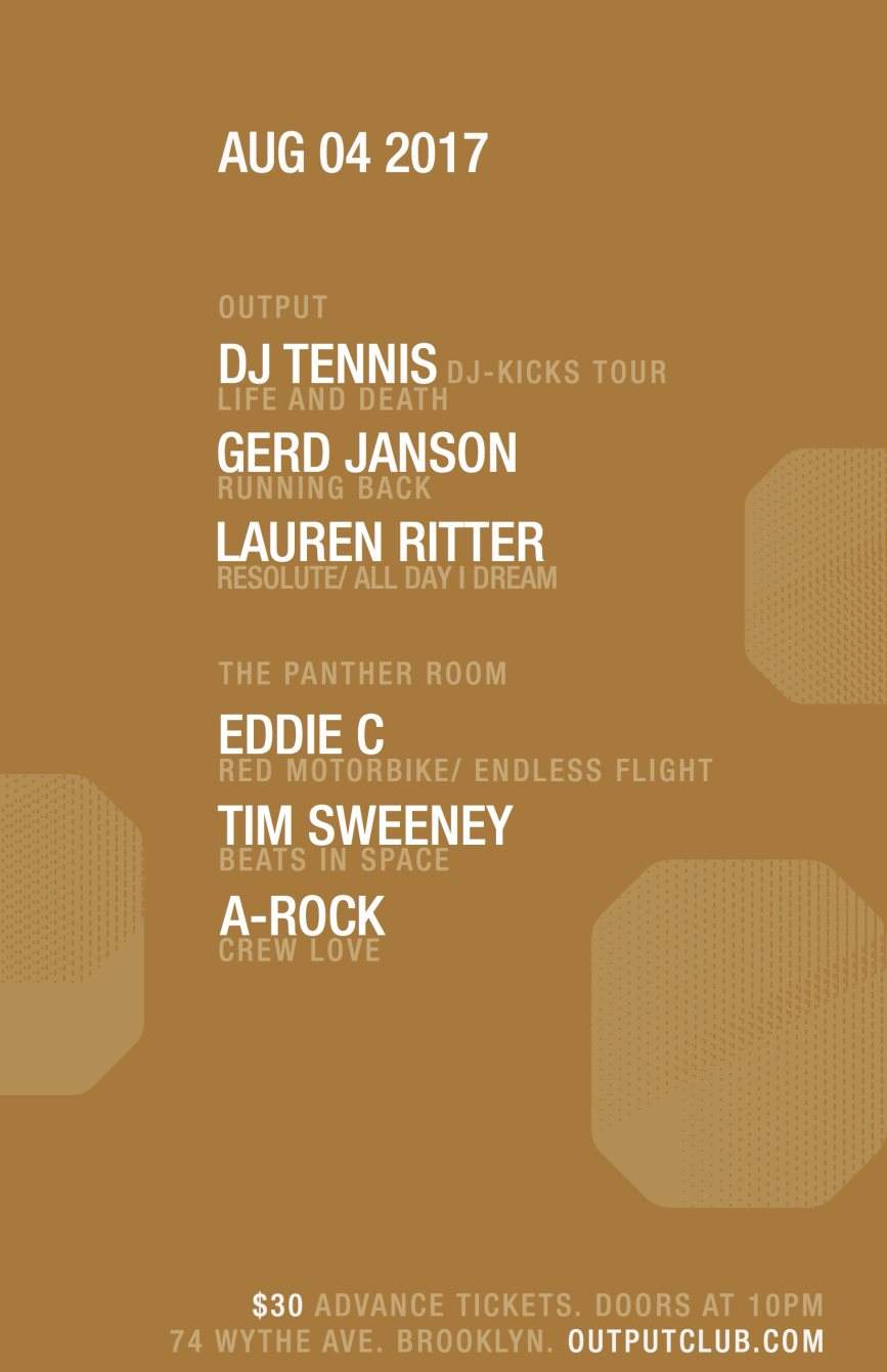 DJ Tennis/ Gerd Janson at Output and Eddie C/ Tim Sweeney/ A-Rock in The Panther Room - Página frontal