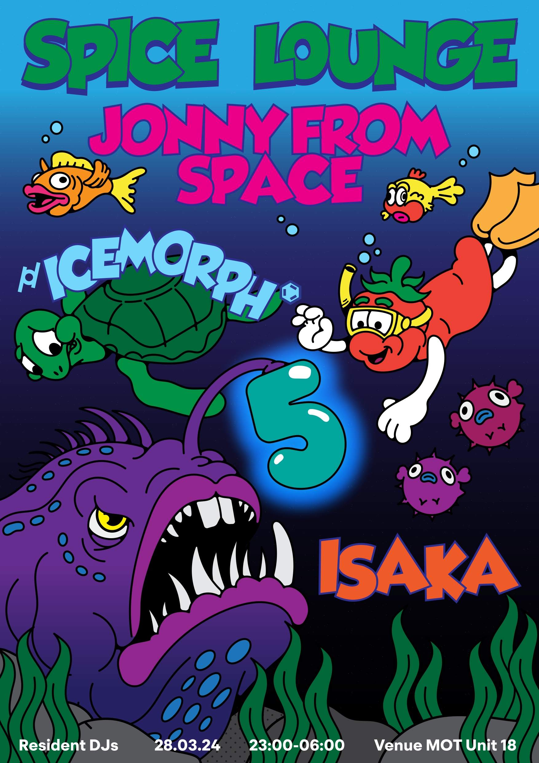 Spice Lounge Turns 5// Jonny From Space, IceMorph, Isaka - フライヤー裏