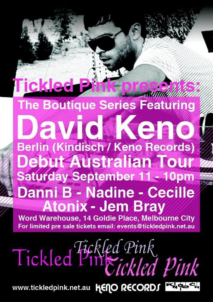 Tickled Pink presents: The Boutique Series featuring David Keno - フライヤー表