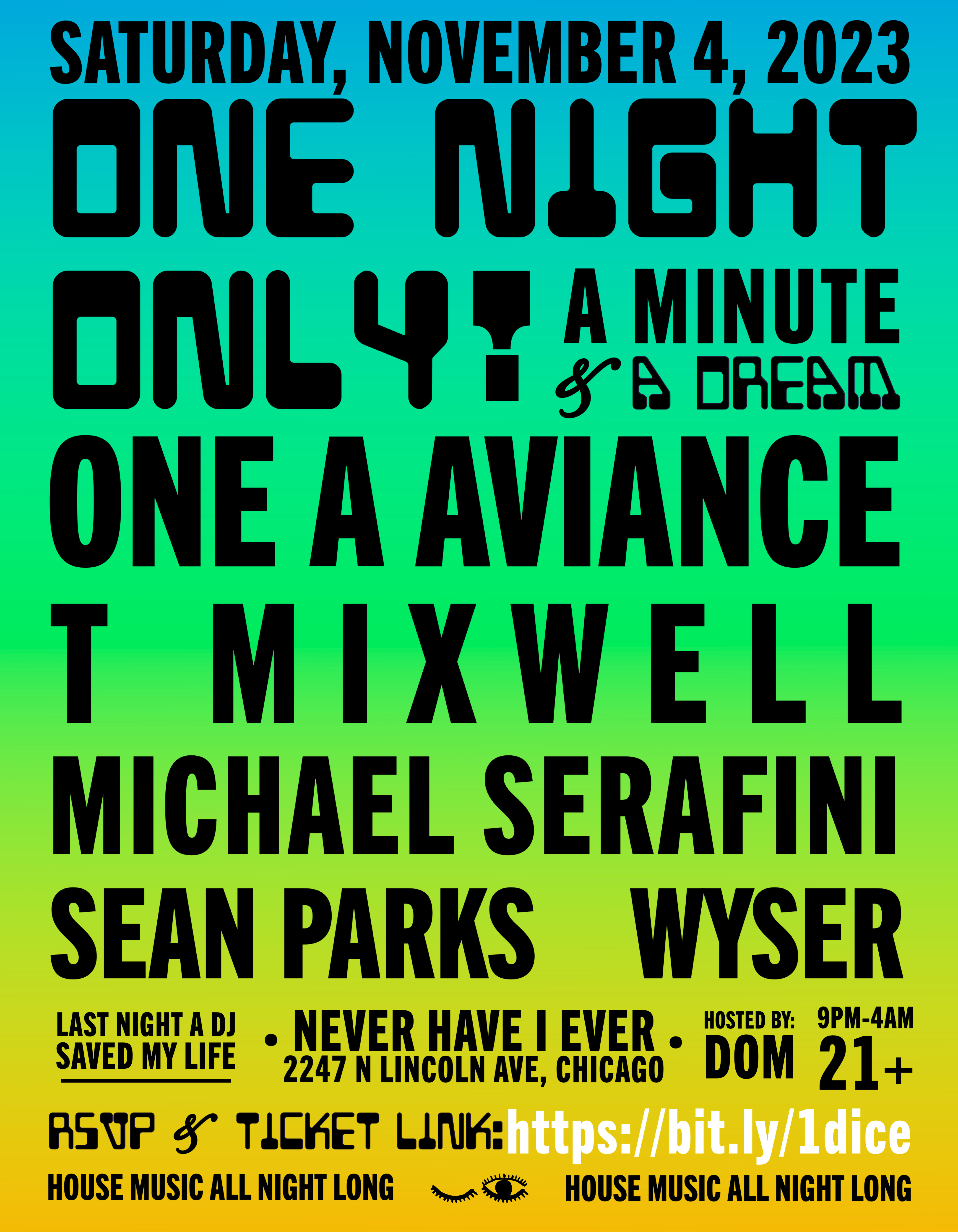 One Night Only! - 1A Aviance, T Mixwell, Michael Serafini, Sean Parks, Wyser - Página frontal